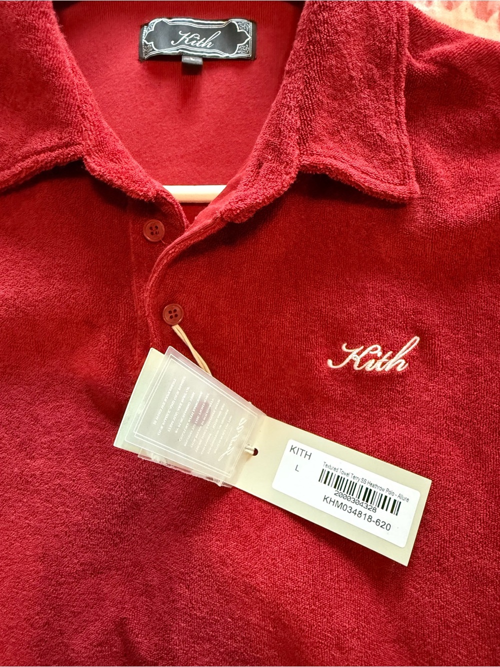 Kith Kids Red Terry Polo with Embroidered Logo